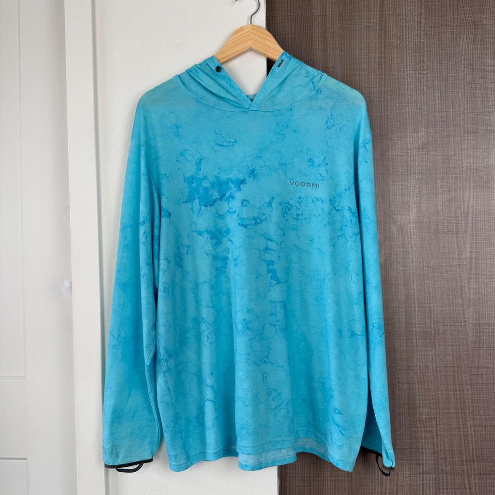Voormi Blue River Run Hoodie Long Sleeve Wool Blend Size Large